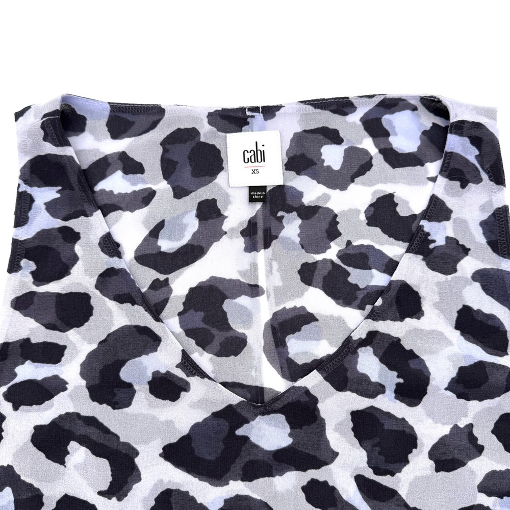 Cabi Women's Feline Animal Print Peplum Sleeveless Blouse Size XS Shirt Top Base - Picture 5 of 7